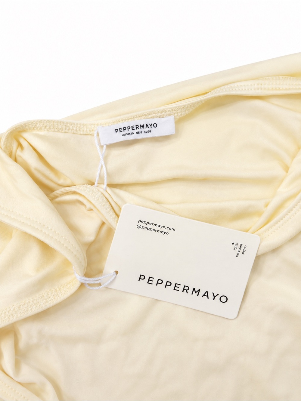 Peppermayo Pale Yellow One-Shoulder Ruffle Gown - Picture 3 of 4